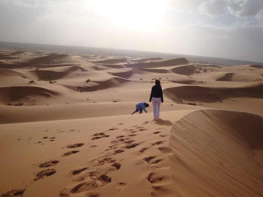 Tramonto sul deserto a Merzouga
